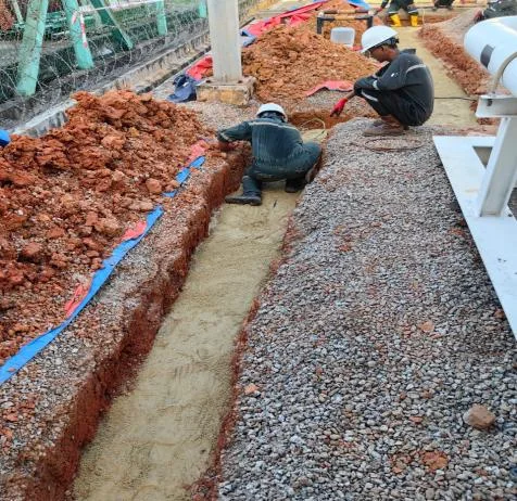 Cable trenching and civil works at an industrial site